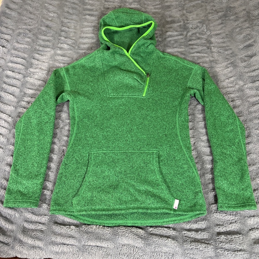 Stio Womens Sweetwater Fleece Hoodie Green Sweater Knit 100048 XS AR543